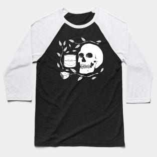 SKULL WITH ROSE AND WHISKEY Baseball T-Shirt